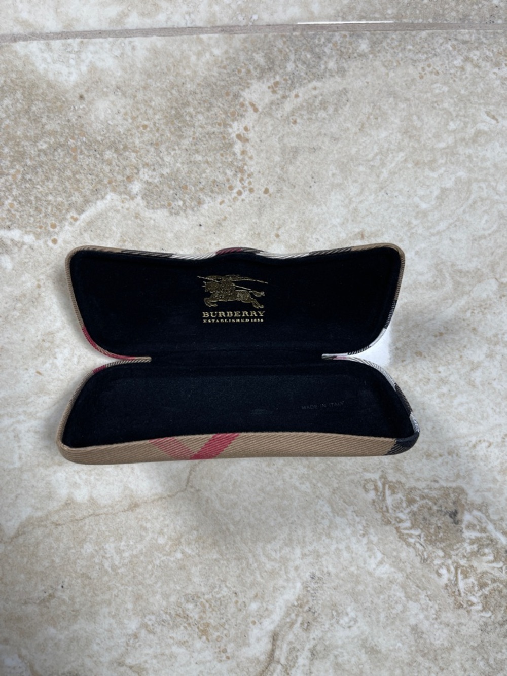 Burberry Beige Tan Black Red Nova Check Eyewear Case - Picture 2 of 13